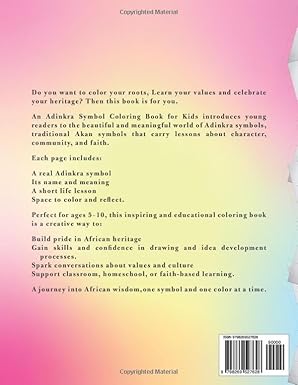 Adinkra Symbols Coloring Book Vol 2 back cover